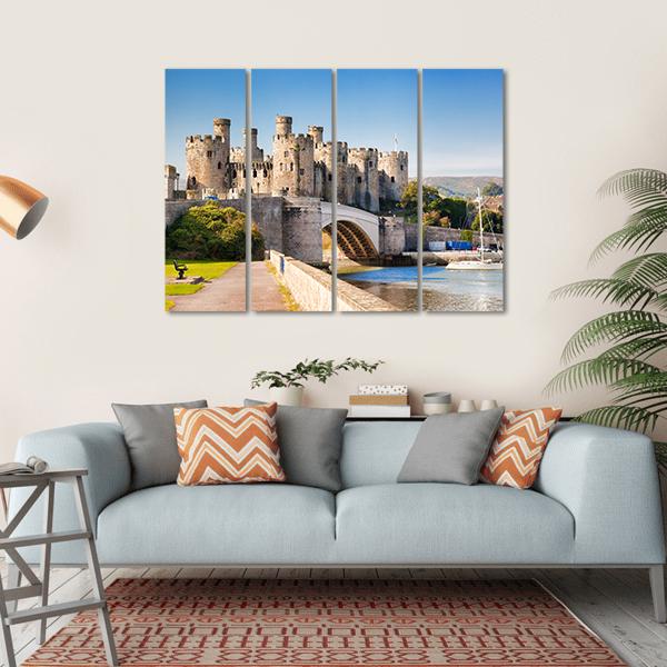 Conwy Castle In Wales Canvas Wall Art-4 Horizontal-Gallery Wrap-34" x 24"-Tiaracle