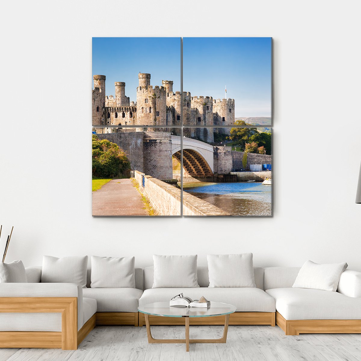 Conwy Castle In Wales Canvas Wall Art-4 Square-Gallery Wrap-17" x 17"-Tiaracle