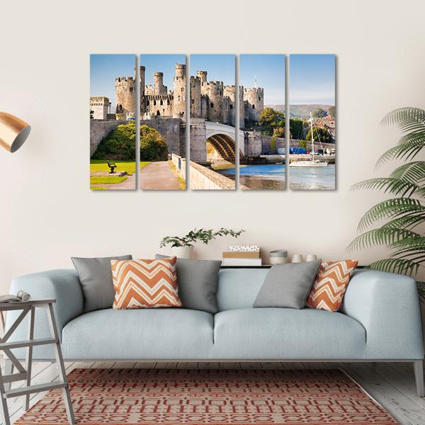 Conwy Castle In Wales Canvas Wall Art-5 Horizontal-Gallery Wrap-22" x 12"-Tiaracle