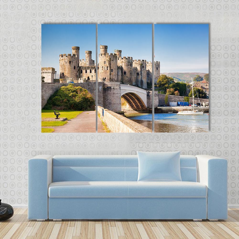 Conwy Castle In Wales Canvas Wall Art-3 Horizontal-Gallery Wrap-37" x 24"-Tiaracle