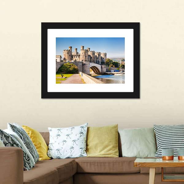 Conwy Castle In Wales Canvas Wall Art-3 Horizontal-Gallery Wrap-25" x 16"-Tiaracle