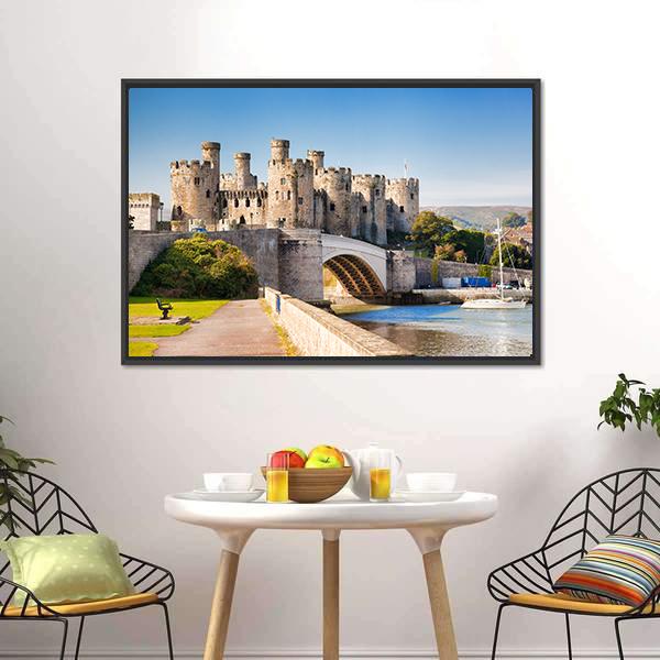Conwy Castle In Wales Canvas Wall Art-3 Horizontal-Gallery Wrap-25" x 16"-Tiaracle