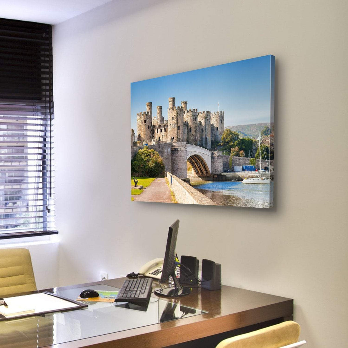 Conwy Castle In Wales Canvas Wall Art-3 Horizontal-Gallery Wrap-25" x 16"-Tiaracle