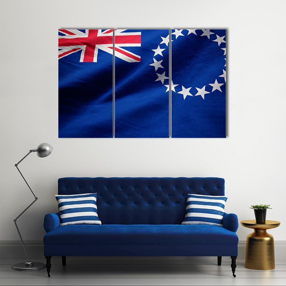 Cook Islands Flag Canvas Wall Art-3 Horizontal-Gallery Wrap-37" x 24"-Tiaracle