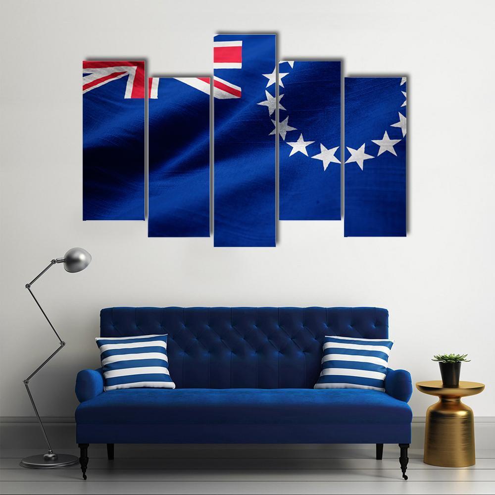 Cook Islands Flag Canvas Wall Art-3 Horizontal-Gallery Wrap-37" x 24"-Tiaracle