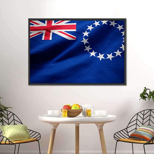 Cook Islands Flag Canvas Wall Art-1 Piece-Floating Frame-24" x 16"-Tiaracle