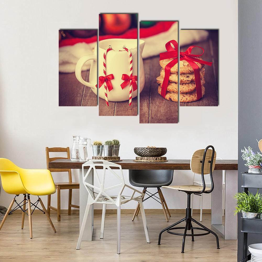 Cookies &amp; Cup Canvas Wall Art-4 Pop-Gallery Wrap-50" x 32"-Tiaracle