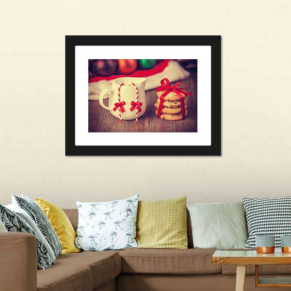 Cookies &amp; Cup Canvas Wall Art-1 Piece-Framed Print-20" x 16"-Tiaracle