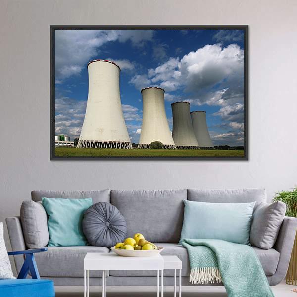 Cooling Towers Canvas Wall Art-1 Piece-Floating Frame-36" x 24"-Tiaracle