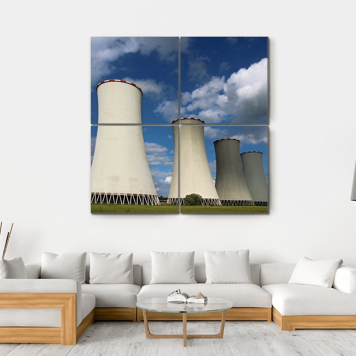 Cooling Towers Canvas Wall Art-4 Square-Gallery Wrap-17" x 17"-Tiaracle