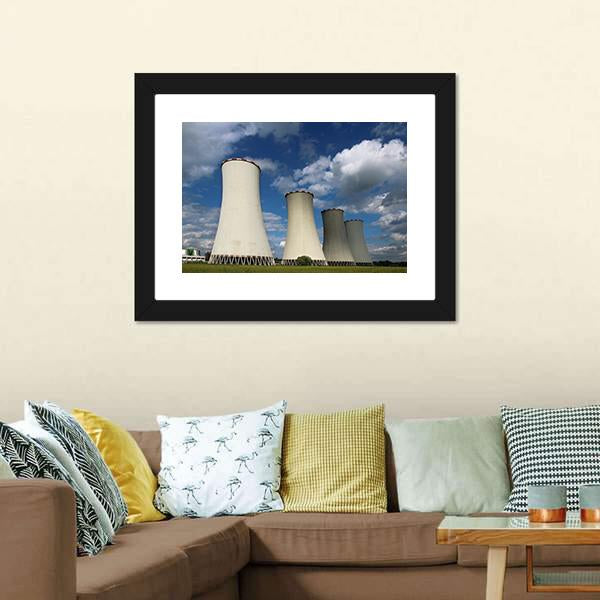 Cooling Towers Canvas Wall Art-5 Horizontal-Gallery Wrap-22" x 12"-Tiaracle