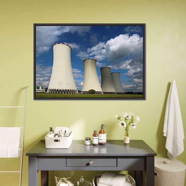 Cooling Towers Canvas Wall Art-1 Piece-Floating Frame-24" x 16"-Tiaracle