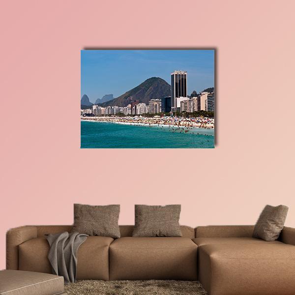 Copacabana Beach Canvas Wall Art-1 Piece-Gallery Wrap-48" x 32"-Tiaracle