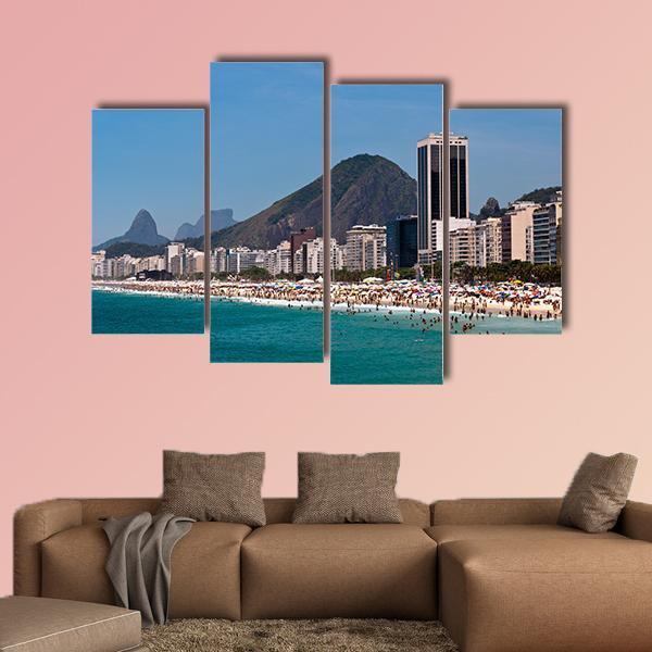 Copacabana Beach Canvas Wall Art-4 Pop-Gallery Wrap-50" x 32"-Tiaracle