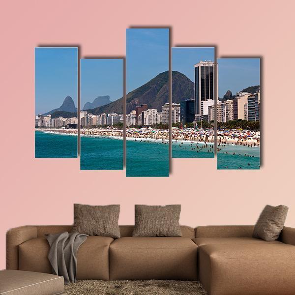 Copacabana Beach Canvas Wall Art-5 Pop-Gallery Wrap-47" x 32"-Tiaracle