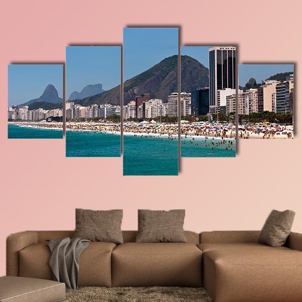 Copacabana Beach Canvas Wall Art-5 Star-Gallery Wrap-62" x 32"-Tiaracle