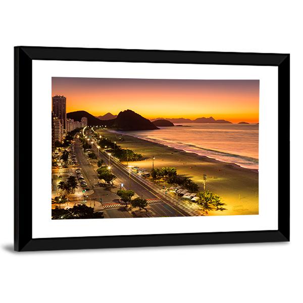Copacabana Beach At Dawn Canvas Wall Art-5 Horizontal-Gallery Wrap-22" x 12"-Tiaracle