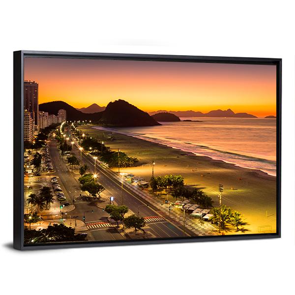 Copacabana Beach At Dawn Canvas Wall Art-3 Horizontal-Gallery Wrap-25" x 16"-Tiaracle