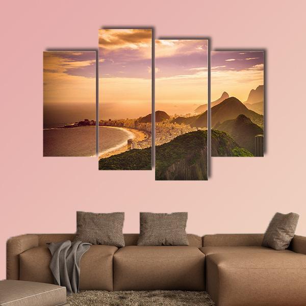 Copacabana Beach At Dusk Canvas Wall Art-4 Pop-Gallery Wrap-50" x 32"-Tiaracle