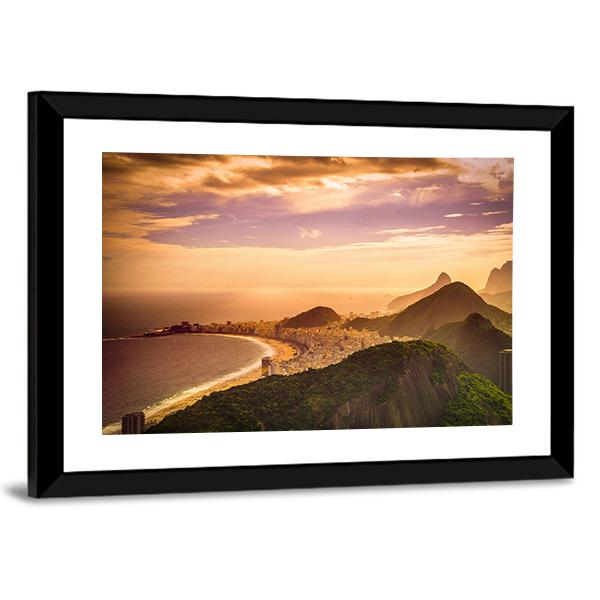 Copacabana Beach At Dusk Panoramic Canvas Wall Art-1 Piece-36" x 12"-Tiaracle