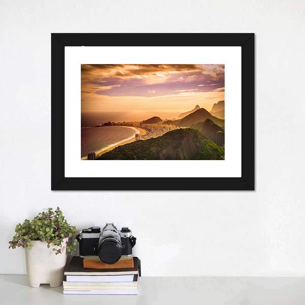 Copacabana Beach At Dusk Panoramic Canvas Wall Art-1 Piece-36" x 12"-Tiaracle