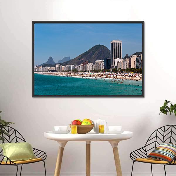 Copacabana Beach Canvas Wall Art-1 Piece-Floating Frame-24" x 16"-Tiaracle