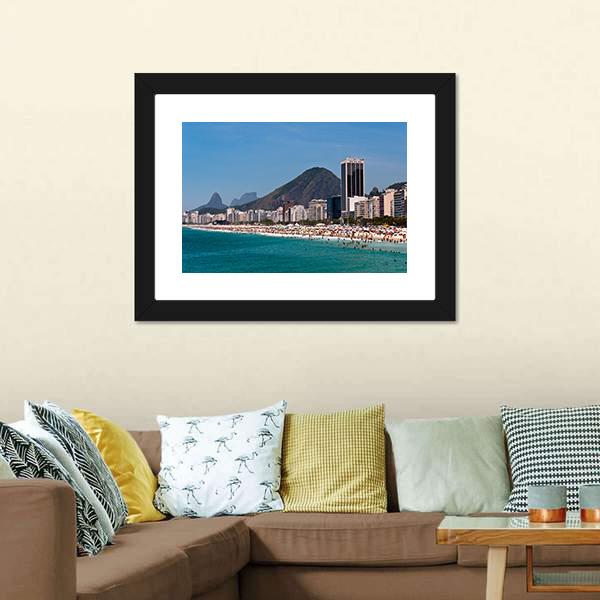 Copacabana Beach Canvas Wall Art-1 Piece-Framed Print-20" x 16"-Tiaracle