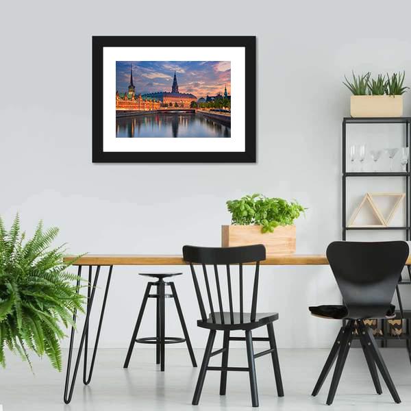 Copenhagen During Twilight Canvas Wall Art-5 Horizontal-Gallery Wrap-22" x 12"-Tiaracle