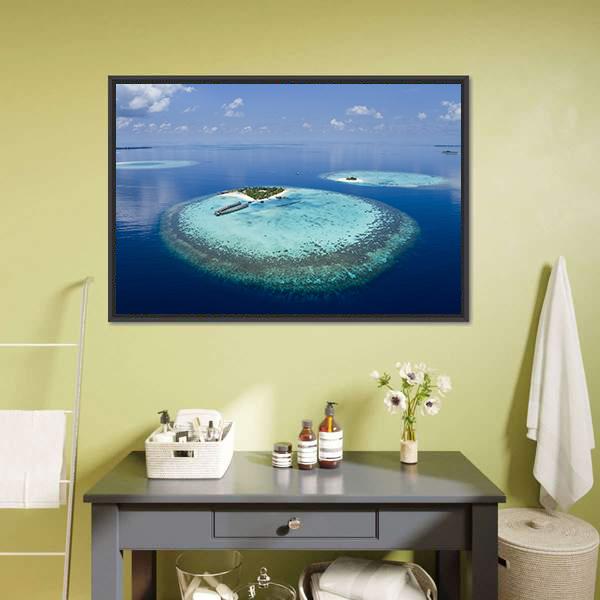 Coral Atolls Maldives Canvas Wall Art-3 Horizontal-Gallery Wrap-25&quot; x 16&quot;-Tiaracle