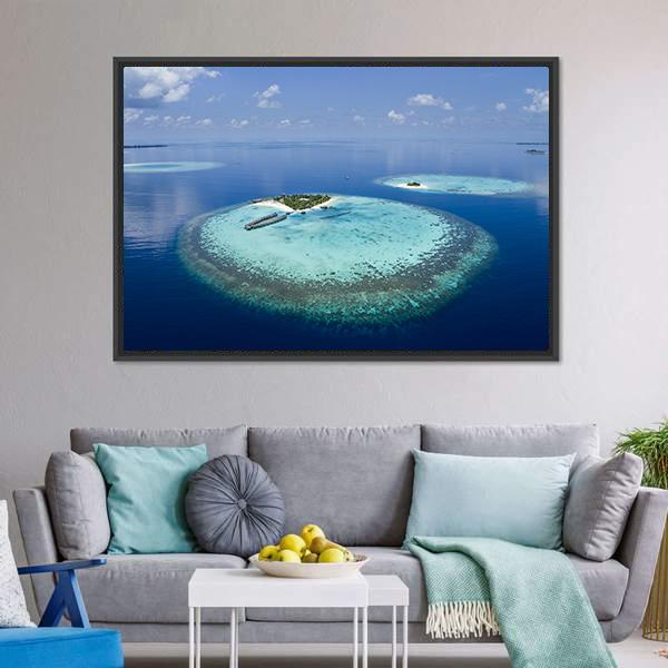 Coral Atolls Maldives Canvas Wall Art-3 Horizontal-Gallery Wrap-25&quot; x 16&quot;-Tiaracle