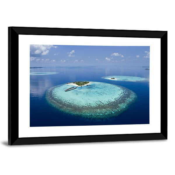 Coral Atolls Maldives Canvas Wall Art-3 Horizontal-Gallery Wrap-25&quot; x 16&quot;-Tiaracle