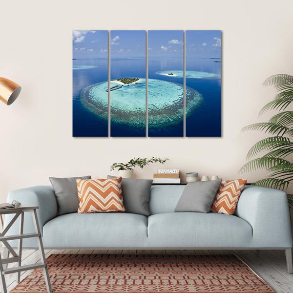 Coral Atolls Maldives Canvas Wall Art-4 Horizontal-Gallery Wrap-34" x 24"-Tiaracle