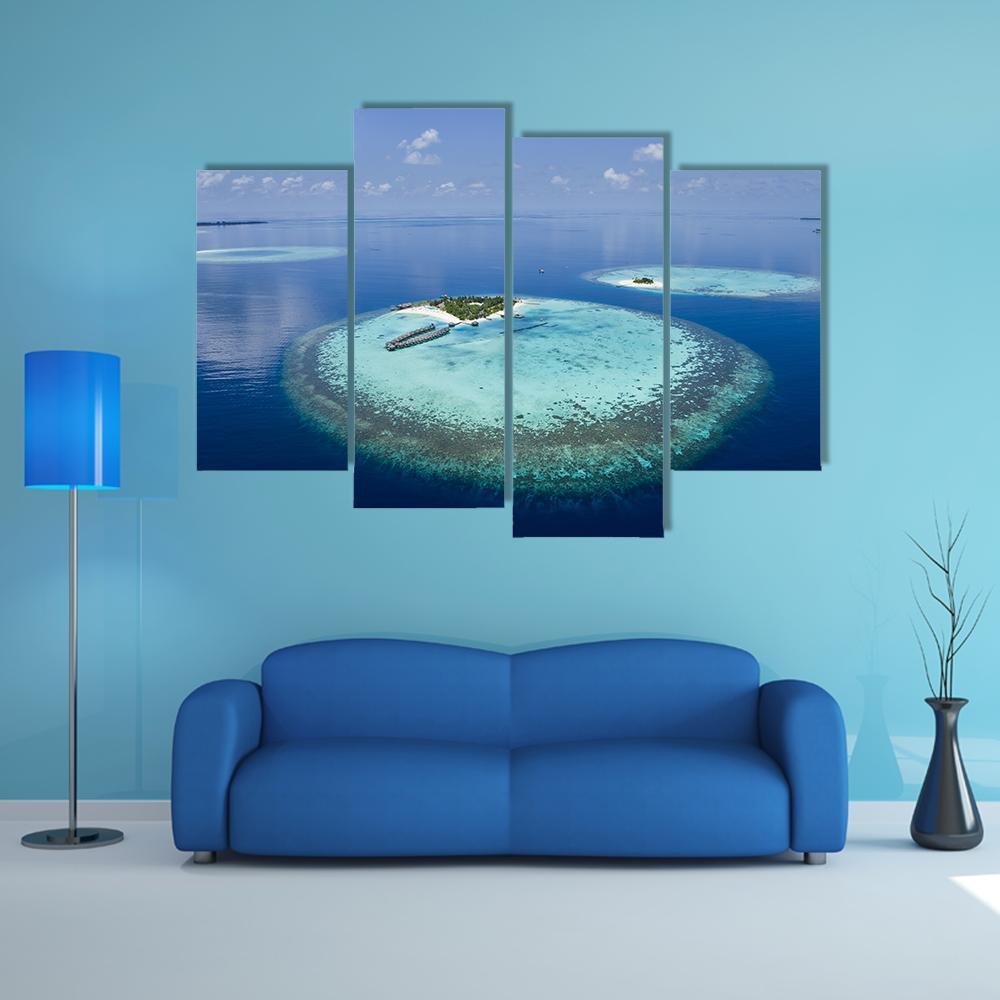 Coral Atolls Maldives Canvas Wall Art-4 Pop-Gallery Wrap-50" x 32"-Tiaracle