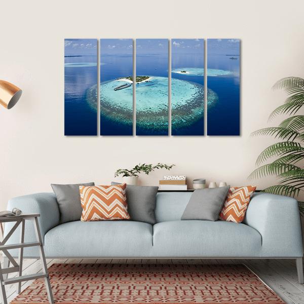Coral Atolls Maldives Canvas Wall Art-5 Horizontal-Gallery Wrap-22" x 12"-Tiaracle