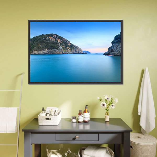 Corfu Island Canvas Wall Art-1 Piece-Floating Frame-24" x 16"-Tiaracle