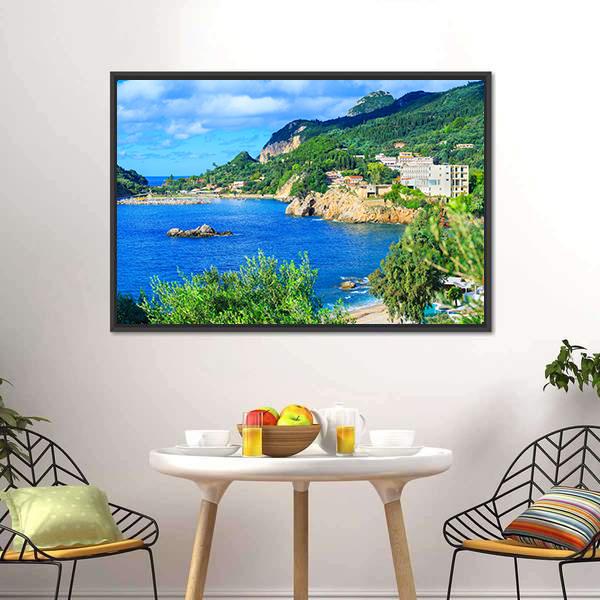 Corfu Island Greece Canvas Wall Art-1 Piece-Floating Frame-24" x 16"-Tiaracle
