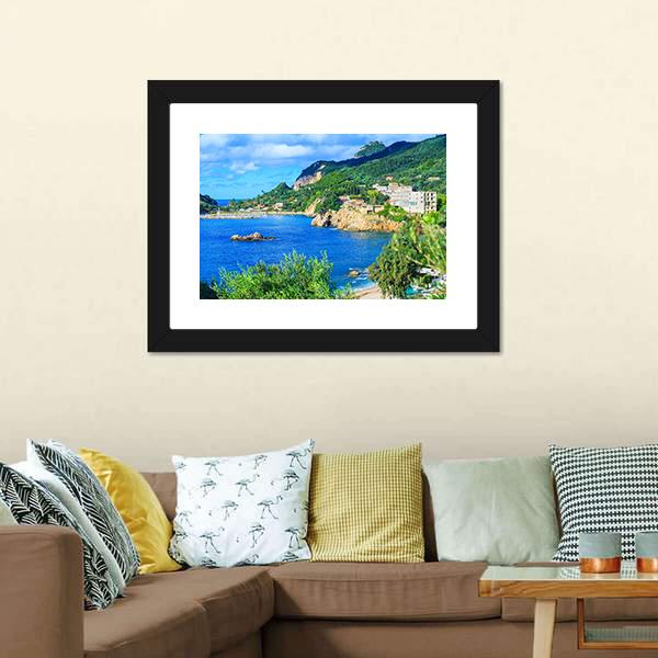 Corfu Island Greece Canvas Wall Art-1 Piece-Framed Print-20" x 16"-Tiaracle
