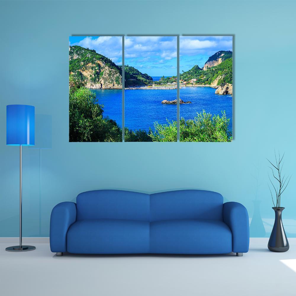 Corfu Island Greece Canvas Wall Art-3 Horizontal-Gallery Wrap-37" x 24"-Tiaracle