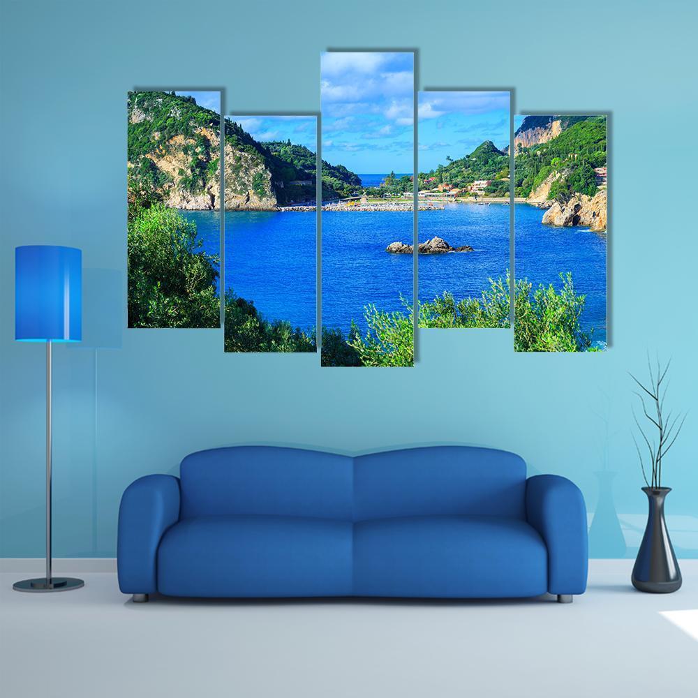 Corfu Island Greece Canvas Wall Art-5 Pop-Gallery Wrap-47" x 32"-Tiaracle