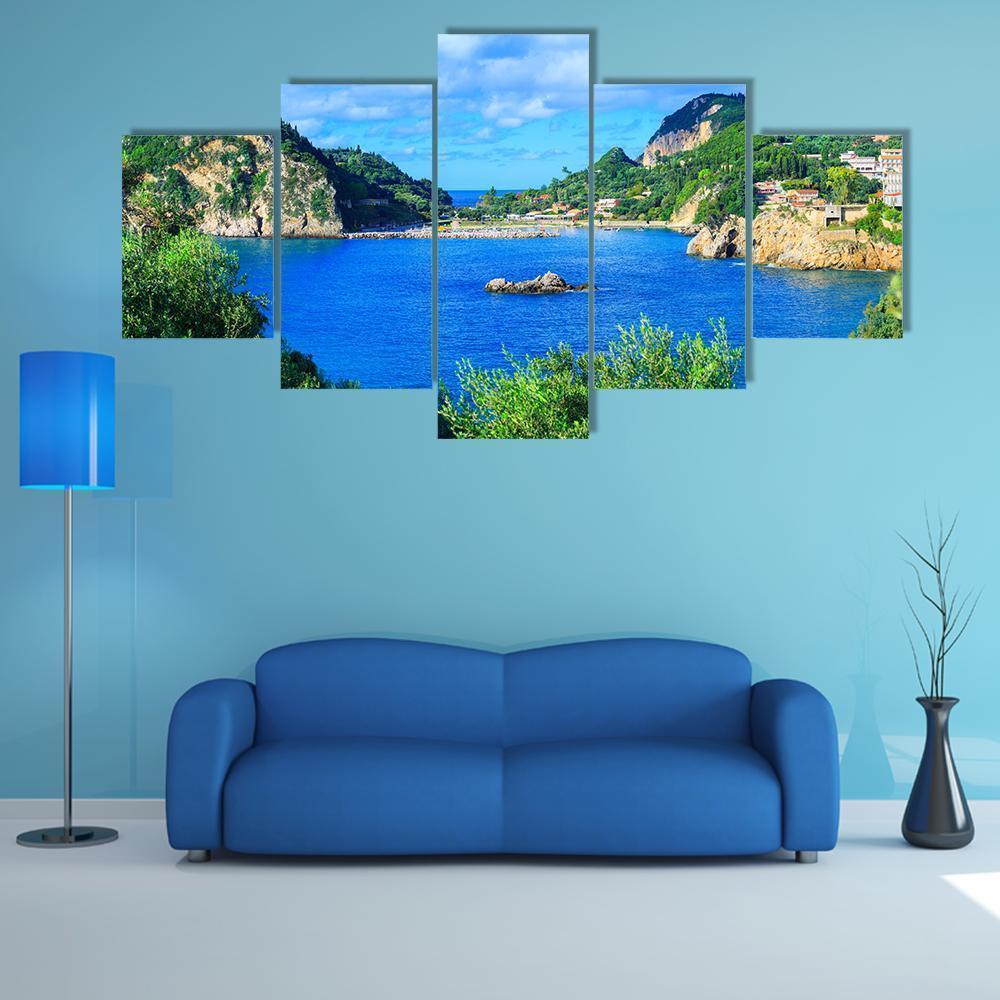 Corfu Island Greece Canvas Wall Art-5 Star-Gallery Wrap-62" x 32"-Tiaracle