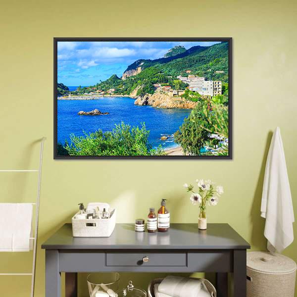 Corfu Island Greece Canvas Wall Art-3 Horizontal-Gallery Wrap-25" x 16"-Tiaracle