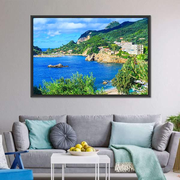 Corfu Island Greece Canvas Wall Art-3 Horizontal-Gallery Wrap-25" x 16"-Tiaracle