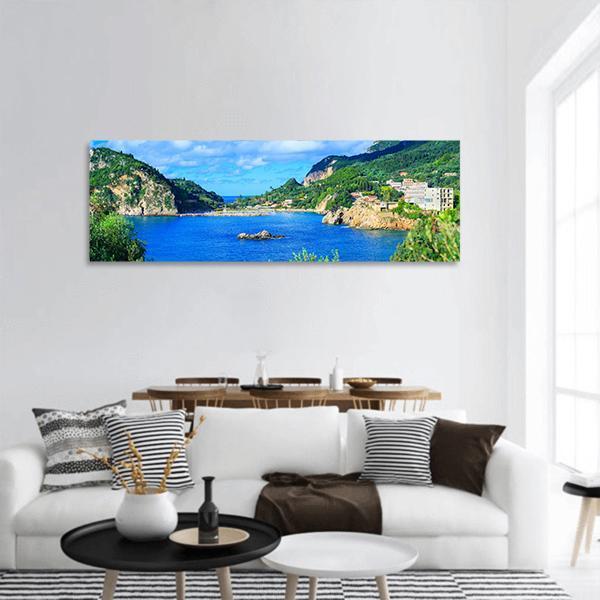 Corfu Island Greece Panoramic Canvas Wall Art-3 Piece-25" x 08"-Tiaracle