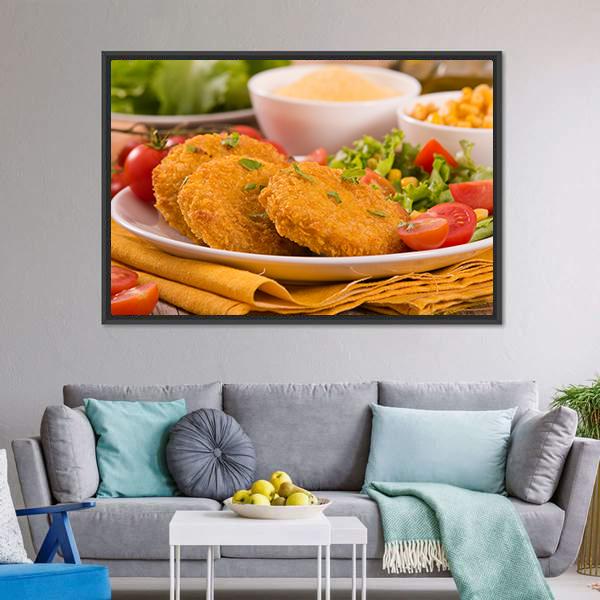 Corn Burgers Canvas Wall Art-5 Horizontal-Gallery Wrap-22" x 12"-Tiaracle