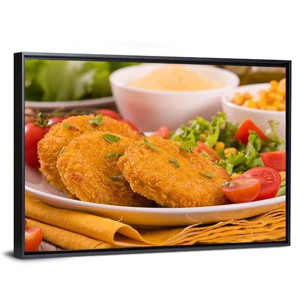Corn Burgers Canvas Wall Art-5 Horizontal-Gallery Wrap-22" x 12"-Tiaracle