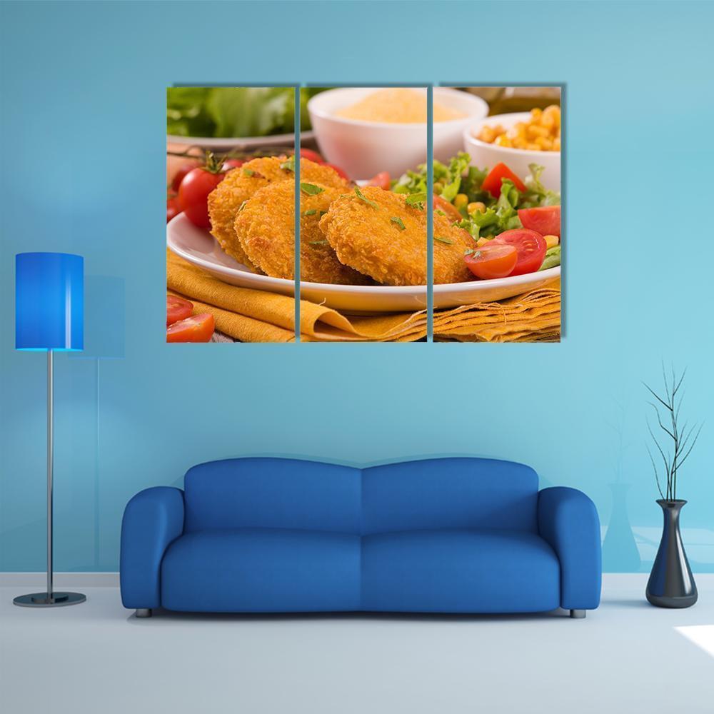 Corn Burgers Canvas Wall Art-3 Horizontal-Gallery Wrap-37" x 24"-Tiaracle