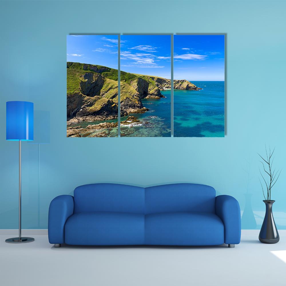 Cornwall Coast England Canvas Wall Art-3 Horizontal-Gallery Wrap-37" x 24"-Tiaracle