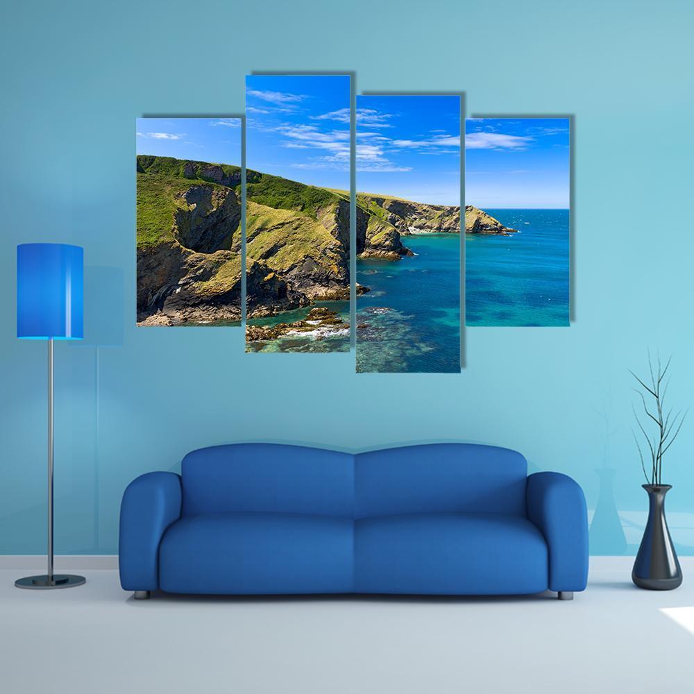 Cornwall Coast England Canvas Wall Art-4 Pop-Gallery Wrap-50" x 32"-Tiaracle