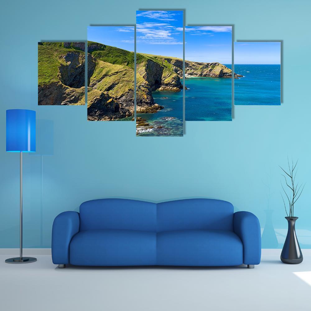 Cornwall Coast England Canvas Wall Art-5 Star-Gallery Wrap-62" x 32"-Tiaracle