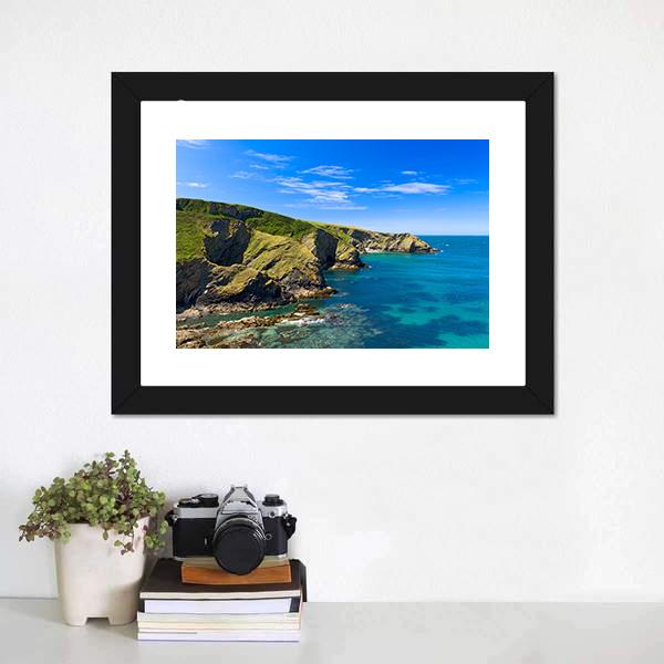 Cornwall Coast England Canvas Wall Art-3 Horizontal-Gallery Wrap-25" x 16"-Tiaracle